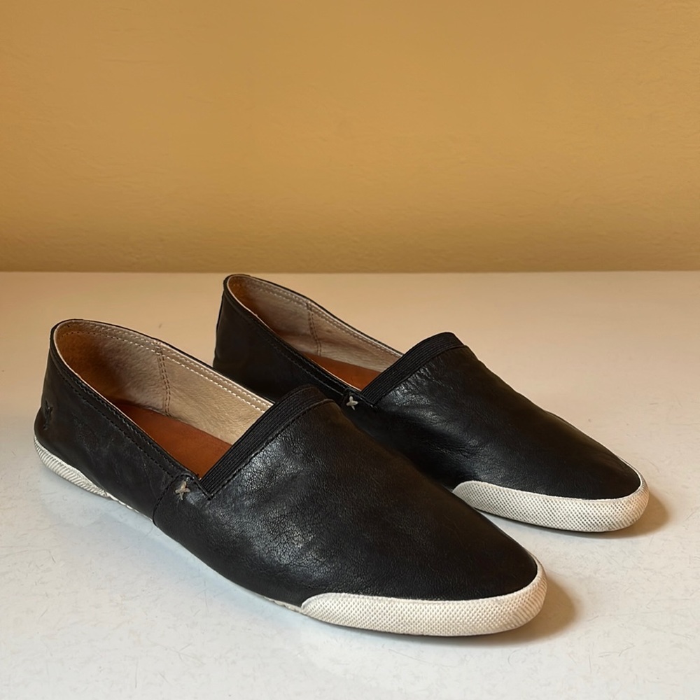 Frye Black Leather Melanie Slip On Women’s Size 9.5